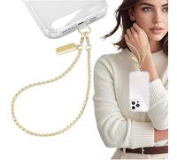 VelvetGlow Phone Wrist Strap, Metal Phone Chain Wristlet Strap, Correa de muñeca para teléfono, Desmontable con lengüeta de sujeción, Manos Libres para Mujeres, niñas, Fiesta, Viajes, Compras, Dorado