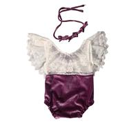 Velvets Recién Nacidos Romper Encaje Con Traje Fotografía Banda Para Diadema Bowknot Conjunto Ropa Recién Nacidos Para Bebé 0 A 1 Mes