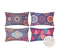 Velvhom Funda Cojín Impermeable Exterior Jardin Fundas de Almohada Rectangulares para Sofá Vintage Mandalas Florales Fundas Cojines Decorativos para Cama 30 x 50 cm, 4 Piezas