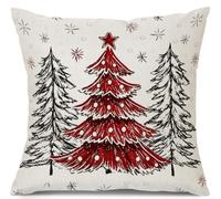 Velvhom Funda Cojin Navidad 40x40 Abeto Rojo Negro Decoracion Nordica Sofa | juego de 2, sofa cama sillon, estilo escandinavo, para amantes del arte, decoracion rapida, navidad, ambiente calido