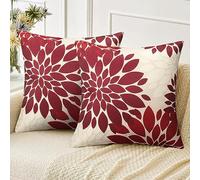 Velvhom Funda Cojines para Sofá Rojo Blanco Lino Funda de Almohada Moderna Bohemia Decoración de Vacaciones Navidad para Sofá Silla Cama Sala de Estar Dormitorio 45x45 cm 2 Piezas