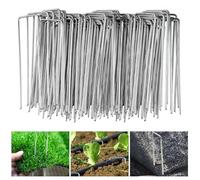 Velway 100 Grapas de Jardín para Malla Antihierbas - 150x36 mm Ø 3 mm Anclaje de Tierra - Clavos de Acero Inoxidable Galvanizados para Césped Artificial, Valla y Red Clavos Camping