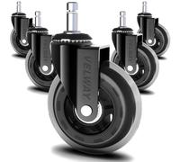 Velway 5Pcs Ruedas Giratorias para Sillas de Oficina, Rueda de Repuesto de Goma Silencioso y Universal, Seguro para Pisos de Madera, Alfombras, Laminados y Baldosas (3in-11mm)