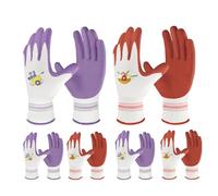 Velway 6 Pares de Guantes de Jardinería para Mujeres - Recubiertos de Goma Transpirables - Protección con Agarre - Regalos para Jardinería - Rojo/Morado Mediano