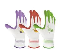 Velway 6 Pares de Guantes de Jardinería para Mujeres - Recubiertos de Goma Transpirables - Protección con Agarre - Regalos para Jardinería - Rojo/Morado/Verde Grande
