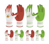 Velway 6 Pares de Guantes de Jardinería para Mujeres - Recubiertos de PU Transpirables - Protección para Exteriores con Agarre - Regalos para Jardinería - Rojo/Verde Grande