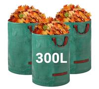 Velway Bolsas De Residuos De Jardín 300L X 3 - Bolsas Reutilizables Con Asas, Tela Fuerte Para Hojas, Basura Y Escombros, Impermeables