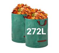 Velway Bolsas de residuos de jardín de alta resistencia - 272L x 2Pack Bolsas de jardín reutilizables con asas - Tela industrial para hojas basura escombros - Bolsas de basura de jardín impermeables