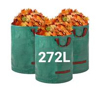Velway Bolsas de residuos de jardín de alta resistencia - 272L x 3Pack Bolsas de jardín reutilizables con asas - Tela industrial para hojas basura escombros - Bolsas de basura de jardín impermeables