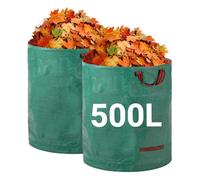 Velway Bolsas de residuos de jardín de alta resistencia - 500L x 2Pack Bolsas de jardín reutilizables con asas - Tela industrial para hojas basura escombros - Bolsas de basura de jardín impermeables