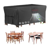Velway Funda Muebles Exterior 170x94x71 cm, Funda para Mesa y Sillas de Jardín Impermeable, Tejido Oxford 420D Antidesgarro, Cubierta Anti-UV y Resistente al Viento, Negro