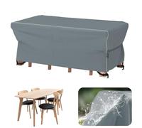Velway Funda para Muebles de Jardín Impermeable: 170x95x74cm Cubierta de Mesa de Jardín Tela Oxford 600D con Tiras Reflectantes Anti UV Funda Protectora Exterior para Mesa Y Sillas Sofá - Gris