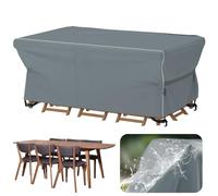Velway Funda para Muebles de Jardín Impermeable: 180x120x74cm Cubierta de Mesa de Jardín Tela Oxford 600D con Tiras Reflectantes Anti UV Funda Protectora Exterior para Mesa Y Sillas Sofá - Gris