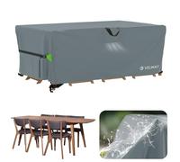 Velway Funda para Muebles de Jardín Impermeable - 180x120x74cm Funda Mesa Jardin de Exterior Cubierta Protectora a Prueba de Viento para Muebles de Jardín Rectangular - Gris