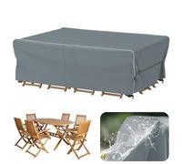 Velway Funda para Muebles de Jardín Impermeable: 200x160x74cm Cubierta de Mesa de Jardín Tela Oxford 600D con Tiras Reflectantes Anti UV Funda Protectora Exterior para Mesa Y Sillas Sofá - Gris