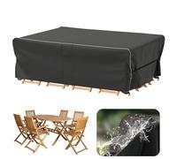 Velway Funda para Muebles de Jardín Impermeable: 200x160x74cm Cubierta de Mesa de Jardín Tela Oxford 600D con Tiras Reflectantes Anti UV Funda Protectora Exterior para Mesa Y Sillas Sofá - Negro