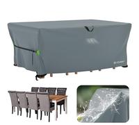 Velway Funda para Muebles de Jardín Impermeable - 242x162x71cm Funda Mesa Jardin de Exterior Cubierta Protectora a Prueba de Viento para Muebles de Jardín Rectangular - Gris