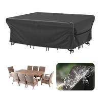Velway Funda para Muebles de Jardín Impermeable: 250x210x71cm Cubierta de Mesa de Jardín Tela Oxford 600D con Tiras Reflectantes Anti UV Funda Protectora Exterior para Mesa Y Sillas Sofá - Negro
