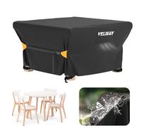 Velway Funda para Muebles de Jardín Impermeable - Funda Mesa Jardin de Exterior Cubierta Protectora a Prueba de Viento para Muebles de Jardín Cuadrado (Negro 125x125x74cm)