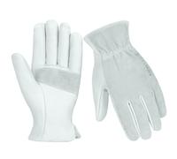 Velway Guantes de Trabajo de Cuero para Jardinería - Guantes Resistentes a Las Espinas con Forro de Algodón Transpirable para Hombres y Mujeres Multiusos Jardín Mecánico Construcción - Gris 10/XL