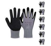 Velway Guantes de Trabajo Alta Resistencia - 6 Pares de Guantes de Protéccion, Fibra de Nylon con Recubrimiento de Goma de Nitrilo, Versátiles, Protección Mecánica e Industrial, Pintura, Talla XL/10