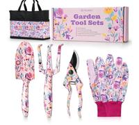 Velway Juego de Herramientas de Jardinería 5 Piezas con Bolsa y Guantes, Herramientas de Metal Floral, Mamá, Mujeres, Día de la Madre, Navidad, Cumpleaños