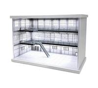 VELZORIC Vitrina de coche fundida a escala 1:64 con luz LED, caja de diorama de taller industrial de varios niveles para Hot Wheels Mini GT, organizador acrílico a prueba de polvo, 28 x 15 x 20 cm