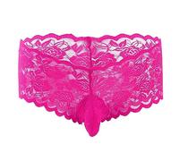 VemeFufu Bóxer Slips Encaje Hombre Tanga Sexy Ropa Interior Sissy Encaje Eróticas Atlético Calzoncillos Transpirable Thong Masculina 1 Pack Rojo Rosa