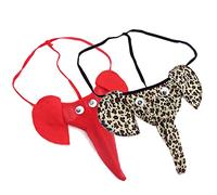 VemeFufu Tanga G String Slip Tanga Hombres Sexy Elefante Tronco Ropa interior Hombre Caliente Cintura Baja Elásticos Thong Masculino Bragas, leopardo + rojo, Talla única