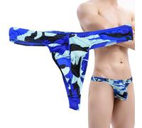 VemeFufu Tanga para Hombre Sexy Camuflaje Ropa Interior Baja Altura Calzoncillos Deportivo Masculino 1 Pack Azul