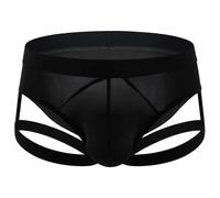 VemeFufu Tanga para Hombre Suspensorio Ropa Interior Seda de Hielo Slips Transpirable Jockstrap Deportivo Thong Elásticos Masculino 1 Pack Negro