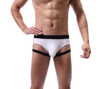 VemeFufu Tanga para Hombre Suspensorio Ropa Interior Seda de Hielo Slips Transpirable Jockstrap Deportivo Thong Elásticos Masculino 1 Pack Blanco