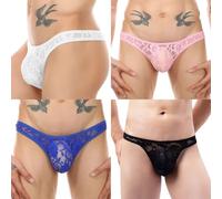 VemeFufu Tanga Slips Hombre Sexy Encaje Ropa Interior Tangas Thong Mankini Briefs Deportivo Atlético Calzoncillos Transpirable Masculina 4 Pack Multicolor
