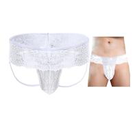 VemeFufu Tangas Jockstrap para Hombre Sexy Suspensorio Encaje Sissy Tanga Slips Ropa Interior Thong Deportivo Atlético Calzoncillos Transpirable Hilo Elásticos Mankini Masculino 1 Pieza Blanco
