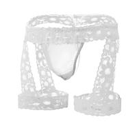 VemeFufu Tangas Jockstrap para Hombre Sexy Suspensorio Encaje Tanga Slips Ropa Interior Thong Deportivo Atlético Calzoncillos Transpirable Hilo Elásticos Boxeador Masculino 1 Pieza Blanco