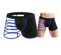 VemeFufu Tangas para Hombre Sexy Jockstrap Suspensorio Boxeador Tanga Ropa Interior Thong Deportivo Atlético Seda de Hielo Calzoncillos Transpirable Masculino 1 Pieza Azul