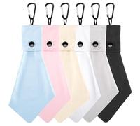 Vemeiss - Paquete de 6 paños de limpieza de microfibra para gafas, toallitas para lentes y pantallas, reutilizables, portátiles, con llavero y bolsa, gafas de sol, joyas, paño limpiador de teléfono