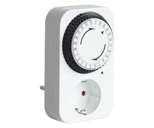VEMER VE027900 TWINPLUG-D SCHUKO - Interruptor Temporizador Diario Electromecánico con Enchufe Schuko para Control de luz, TV, Radio y pequeños electrodomésticos, Blanco