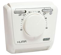 VEMER VE268900 KLIMA 3V - Termostato Mecánico de Membrana de Gas para Fan Coils, Función Calefacción/Aire Acondicionado, Selector de 3 Velocidades e Interruptor Off, Blanco