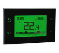 VEMER VE771700 TUO - Termostato Digital Programable de Pantalla Táctil Electrónica para Calefacción y Aire Acondicionado con Adecuado Montaje en Pared, Alimentación 230V, Negro