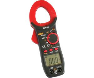 VEMER VE772400 VE 601E - Pinza Amperimétrica Digital con Multímetro para Electricistas, Medidor de Corriente AC, Voltaje AC/DC, Resistencia y Temperatura con Sonda K, Detección NCV, CAT II 600V