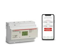 VEMER VE799300 ENERGY-400 D100 - Contador de Energía Eléctrica WiFi para Sistemas Trifásicos, Medidor de Consumo Eléctrico con APP, Instalación en Carril DIN, Blanco