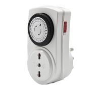 VEMER VJ63050000 TWINPLUG-D - Interruptor Mecánico Diario, Temporizador Enchufe, Programador para Control de Luces, TV, Radio y Pequeños Electrodomésticos, Blanco