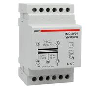 VEMER VN319000 TMC 30/24 - Transformador de Electricidad de Carril DIN para Servicio Continuo, 230V/12-24V, Potencia 30VA, Blanco
