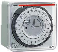 VEMER VP884100 NAPA D - Interruptor Horario Electromecánico, Temporizador con Programación Diaria, Instalación en Pared, Panel o Carril DIN, Gris Claro