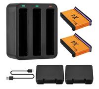 Vemico 360 X4 Batería Cargador Kit 2 x 2500mAh 360 One X4 Baterias de Recambio 3-Canales LED Cargador para 360 One X4 Cámara de Acción.
