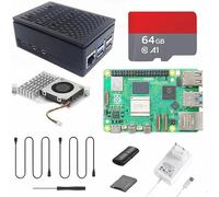 Vemico Raspberry Pi 5 16GB Starter Kit Tarjeta 64GB Pi 5 Carcasa con Active Cooler Fuente de alimentación 27W 5.1V5A USB-C 2 HD out Cables USB Lector de Tarjetas Adaptadores de Tarjetas