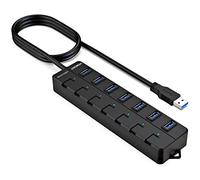 VEMONT Hub USB 3.0,7 Puertos Divisor multipuerto USB con Cable de 1,2m Botón de Encendido Individual por Cada uno e 5Gbps Alta Velocidad para Mac OS, Windows, iOS, Vista,Linux