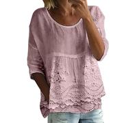 VEMOW Blusas Mujer Estampado Floral Túnica Tops Camisetas Casuales Holgadas de Manga Media con Cuello Redondo Tallas Grandes Blusa Suelta Camisa Elegante Verano Casual T-Shirt tee(H Rosa,L)