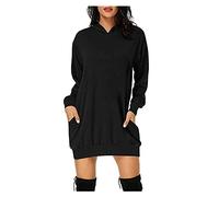 VEMOW Mujer Sudadera con Capucha Talla Grande Sudadera Vestido Manga Larga, San Valentín Casual Fiesta Informal Primavera Otoño Suelta Túnica Corazón de Amor Estampado Jersey Hoodie(M05 Negro,XXL)